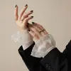Nueños Puños de Malla Acampanados Plisados Mangas de Encaje de Malla Estilo Coreano Japonés para Mujer Puños Decorativos de Repuesto Mangas Falsas