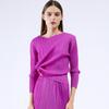 Roupas Básicas Femininas Miyake 2026 Primavera Novo Estilo Coreano Fashionável Versátil Design de Manga Longa Nicho Chic Maduro Top para Mulheres