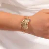 Pulsera de Brazalete Abierto con Flor de Venta Caliente Transfronteriza Geométrico Lujo Ligero Nicho Sensación de Alta Gama Pulsera Moda Brazalete de Brazo Pulsera Pequeña