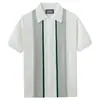 Comercio Exterior Europeo y Americano Ropa de Hombre Verano Nuevo Prendas de Punto para Hombre Solapa Estilo Casual Cárdigan Rayado Camisa Polo Sj0041