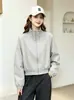 Chaqueta corta versátil con cuello alto para mujer, nuevo estilo otoño 2026, holgada y a la moda, rejuvenecedora, estilo coreano, top de manga larga moderno