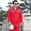 Roupa de Trabalho de Manga Comprida para Primavera e Outono Terno Masculino com Faixa Refletora Ferramenta de Proteção do Trabalho Roupa de Fábrica Oficina de Costura Roupa para Reparo Automotivo Estampa de LOGO