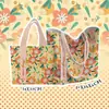 Bolso de lona color naranja suave estilo coreano, bolso tote de gran capacidad con estampado floral, bolso de hombro ligero para estudiantes y para el día a día