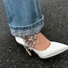 Tornozeleira de Calça com Franja de Pérola Artificial de Design Transfronteiriço Europeu e Americano para Mulheres, Broche Pingente Modificado Curto Doce e Cool Ins Multifuncional