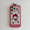 Capa para Celular Apple 17Promax Case Iphone16 Desenho Animado 15P Maçã Xadrez Gatinha Gato Kt Coreana