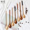 Súper arte tallado logo línea de encuadernación creativa mezcla miel cuchara de madera creativa y viento mango largo cuchara de madera cuchara de madera