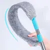 Pano de pó longo e extensível para remoção de poeira sob camas, sofás e geladeiras, com adsorção eletrostática e cabeça de pano espessa de camada dupla, fácil de usar