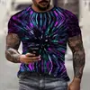 2024 nuevo color remolino abstracto impresión digital 3D camiseta manga corta moda callejera casual deportes transfronterizo