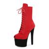 17cm AliExpress novo camurça salto agulha sapatos de pole dance zíper lateral sola grossa bico redondo botas curtas estilo europeu e americano botas de cavaleiro