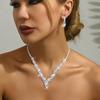 Conjunto de collar y pendientes de circonita con diamantes de imitación para boda, vestido de noche de novia de lujo de alta gama con diamantes de imitación