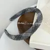 Faixa de Cabeça Cinza com Cabeça de Esponja Estilo Coreano Bolinhas Xadrez Diária Coroa Alta Roupa Externa Moda Para Pressionar o Cabelo Lavar o Rosto