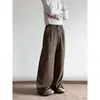 Calça de terno retrô americana transfronteiriça com design de perna reta ampla e fluida, calça casual para homens e mulheres, marca moderna cleanfit com toque de alta qualidade
