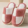 Pantuflas de pelo sintético de conejo de color liso, suela suave, ligeras, transpirables, adecuadas para usar en interiores, para todas las estaciones, lino, para parejas, hombres y mujeres, estilo de viaje moderno