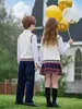 Traje de Coro para Alunos do Ensino Fundamental e Médio Uniforme Escolar Estilo Britânico Uniforme de Classe para Crianças do Jardim de Infância Uniforme de Time Esportivo Falso Duas Peças