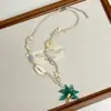 Sentido de Diseño de Nicho El Mago de Oz Collar de Flores Corazón de Chica Dulce Esmalte Cristalino Lazo Cadena para Clavícula Cadena