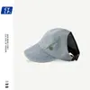 Gorra para Mujer, Estilo Coreano, Gorra de Béisbol Lavada de Mezclilla con Cubre-Cara, Parte Superior Abierta, Moda de Verano, Sombrero de Sol Plegable para Exteriores