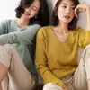 Primavera Nuevo Estilo Tejido de Punto de Cuello Redondo Rizado Camiseta de Fondo de Manga Larga para Mujer Estilo Coreano Holgado Talla Grande Tejido de Punto de Cuello Bajo