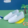 Sapatos Brancos Infantis Confortáveis Respiráveis Lona para Alunos do Jardim de Infância Meninos e Meninas Primavera Slip-on Tênis Esportivos