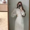 Vestido Longo de Chiffon com Gola V Floral Retro Francês, Mangas Bufantes, Amarração na Cintura, Novo para Primavera e Outono de 2026