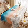 Toalha de Mesa Estilo Pintura a Óleo Impermeável e à Prova de Óleo Sem Lavar Retangular para Mesa de Jantar Tecido de Alta Qualidade Luxo Leve Novo Estilo 2024