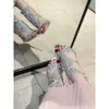Zapatos de Tacón Alto con Aberturas tipo Boca de Pez y Pedrería para Mujer 2025 Otoño e Invierno Nuevo Estilo de Una Correa Sexy Moda Estilo Hada