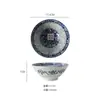 Conjunto de Tigela e Prato de Porcelana Azul e Branco, Tigelas e Pratos com Cor Sob Esmalte, Louça de Peônia, Tigela de Arroz, Tigela de Sopa, Cerâmica de Alta Temperatura, Novo Estilo Chinês com Padrão de Peônia no Prato