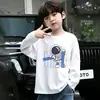 Camiseta de Manga Larga con Cuello Redondo Elegante 100% Algodón para Niños, Estilo Nuevo Primavera y Otoño, Top Elegante con Estampado de Dibujos Animados para Niños y Bebés