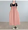 Verão japonês e coreano novo estilo simples sem mangas all-match plus size strap vestido desgaste exterior solto emagrecimento elegante vestido de alça
