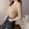 Real shot outono e inverno das mulheres 2 023 novo Coringa camisola de manga comprida camisola de malha slim slim casaco preto maré