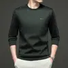 Sudadera de cuello redondo de moda de alta gama para hombre de Otoño y Primavera, Camiseta de manga larga versátil de lujo ligero, Prenda interior