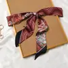 Bufanda de Seda Retro Francesa Primavera y Otoño para Mujer Lazo Largo para Bolso Cinta Flor de Lazo Estilo Extranjero Moda Diadema Larga Pequeña