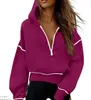 Sudadera Amazon Europea y Americana Otoño/Invierno 2026 con Cuello Camisero, Patchwork, Pulóver, Manga Larga, Media Cremallera, Estilo Casual para Otoño/Invierno