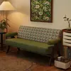 Sofá Doble de Madera Maciza Retro para Apartamentos Pequeños, Sofá Pequeño de Tela Chenilla Estilo Vintage para Apartamentos de Alquiler