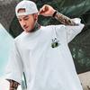 Camiseta Hip-Hop Urso Solta Manga Curta 2026 Tendência Europeia e Americana Tamanho Grande Masculino Estilo Hong Kong Tamanho Grande Gola Redonda Manga Meia