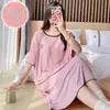 Camisola de Verão Feminina de Modal com Manga Curta e Bojo, Solta para Meninas Cheinhas, Plus Size, Roupas para Casa para Usar na Rua