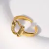 Joias Lele Moda e Design Único de Celebridade da Internet Dedo Indicador Estilo Minimalista Anel de Aço Inoxidável Dourado Anel em Formato de Coração para Mulheres