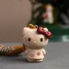 Novo Pingente de Gato Kt Desenho Animado Fofo Esculpido em Madeira de Faia Artesanato em Madeira Chaveiro Decoração de Bolsa Ornamento de Mesa