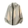 Ropa para Hombre Muqiu 2026 Otoño/Invierno Nueva Camisa de Manga Larga Cepillada Camisa con Textura Vertical para Hombre Chaqueta Casual