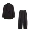 Atacado Transfronteiriço Estilo Europeu e Americano Outono 2025 Terno Europeu e Americano de Blazer de Botão Duplo + Calça Plissada para Mulheres F612019/21