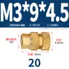 Latón Tierra Ocho Inyección de Fusión Caliente Embutido Estampado Moleteado Doble Paso Inserción Tornillo Tapa Tuerca Manguito Roscado de Cobre M2M4M5