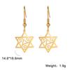 Venta caliente transfronteriza europea y americana, estilo INS, colgante de estrella de seis puntas con tres patas curvas interiores, gancho para la oreja, pendientes de estrella de moda que combinan con todo, colgante