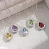 Conjunto de Joias de Ametista Natural Prata de Lei S925 Design de Alto Padrão Topázio Granate em Forma de Gota Colar para Mulheres