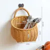 Cesta Tecida Nórdica Cozinha Cesta de Armazenamento de Gengibre e Alho Cesta Vintage de Parede Cesta Pequena Portátil para Flores Cesta Suspensa para Utensílios de Cozinha