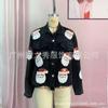 24 Transfronterizo ins Nuevas Explosiones Otoño e Invierno Chaqueta de Mujer Lentejuelas de Papá Noel Traje de Béisbol Chaqueta Vieja de Pana