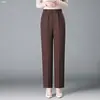 Pantalones de Pierna Recta de Cintura Alta de Pierna Ancha para Mujer, Otoño 2026, Tallas Grandes, Adelgazantes, Casuales, para el Trabajo, Versátiles, Ligeramente Elásticos, Corte Holgado