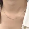 Collar de Plata de Ley 925 Lujo Ligero Sensación de Alta Gama Brillo Lentejuelas Cadena para Clavícula Estilo Coreano Nicho Estilo Ins Cadena Básica para Apilar