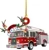 Decoração de árvore de Natal caminhão barco a vapor escavadeira caminhão de bombeiros Jeep pingente pendurado presente de festa de Natal
