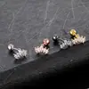 Pendientes de Acero Inoxidable con Forma de Corona Transfronterizos, Uñas para Labios, Uñas para Cartílago de la Oreja, Pendientes de Zirconia Marquise, Joyería para Piercings con Rosca Externa