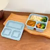 Caja de Almuerzo de Silicona para Alimentos, Frutas y Verduras, Cuadrada con Compartimentos, para Picnic, Microondas