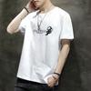 Moda masculina jovem padrão all-match moda Harajuku camiseta gola redonda moda marca de moda manga curta verão novo estilo japonês